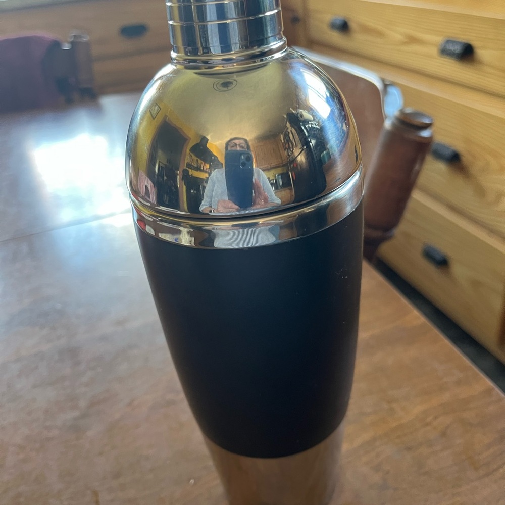 Elegant Black and Silver Cocktail Shaker